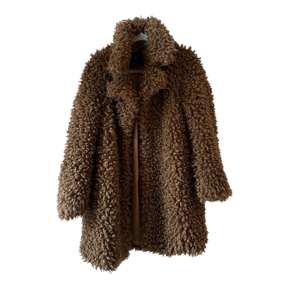 Zara Women Fuzzy Brown Outerwear